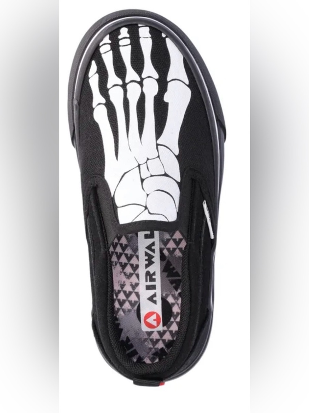 Airwalk Black Slip-On Kids Sneakers with White Skeleton Print